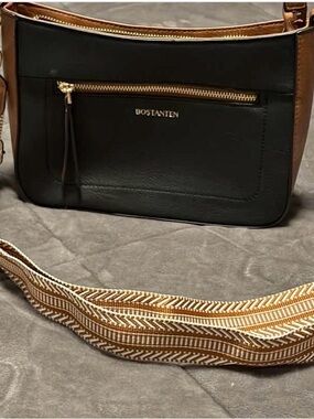 BOSTANTEN Crossbody Bag Black & Brown Wide Strap – Like New
